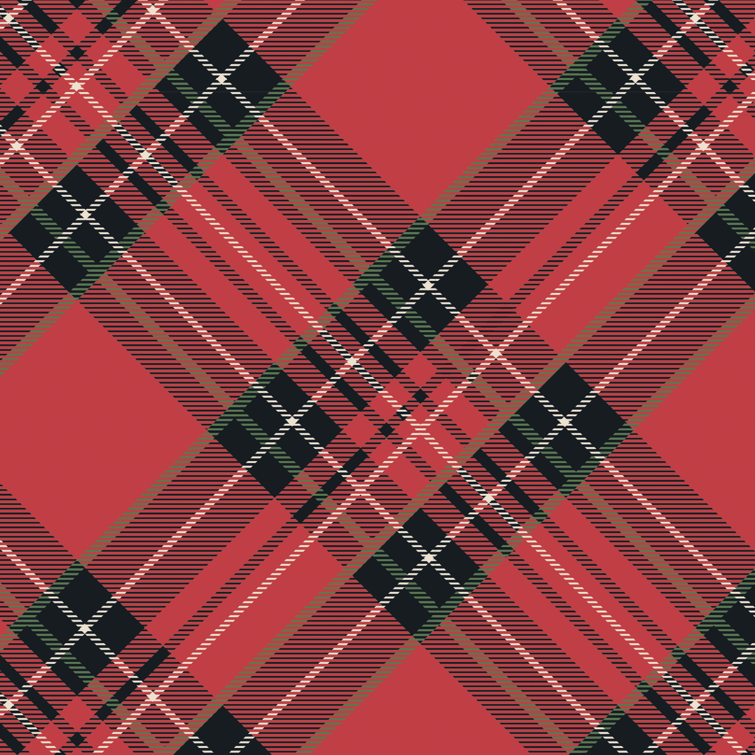 Red and black plaid pattern cocktail napkin