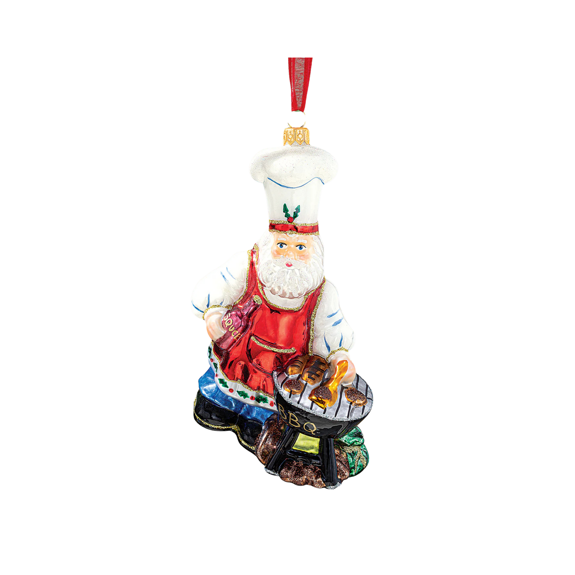 Decorative ornament of a chef Santa Claus on a white background