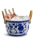 Chinoiserie Blue and White Party Bucket with Bamboo Handles