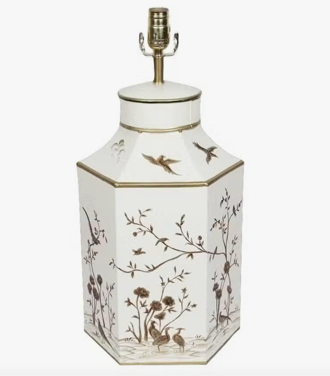 Ivory/Gold Hexagon Lamp