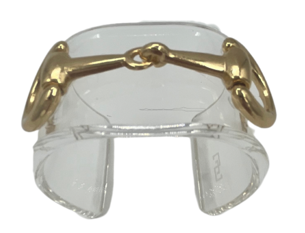 Acrylic Cuff with Vintage Horsebit Brooch