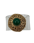 Acrylic Cuff with Vintage Round Emerald Brooch