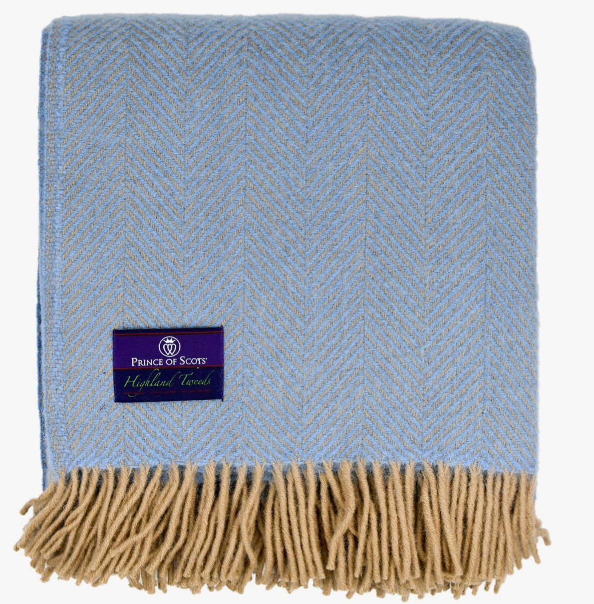 Highland Tweed Herringbone Pure New Wool Throw - Blue