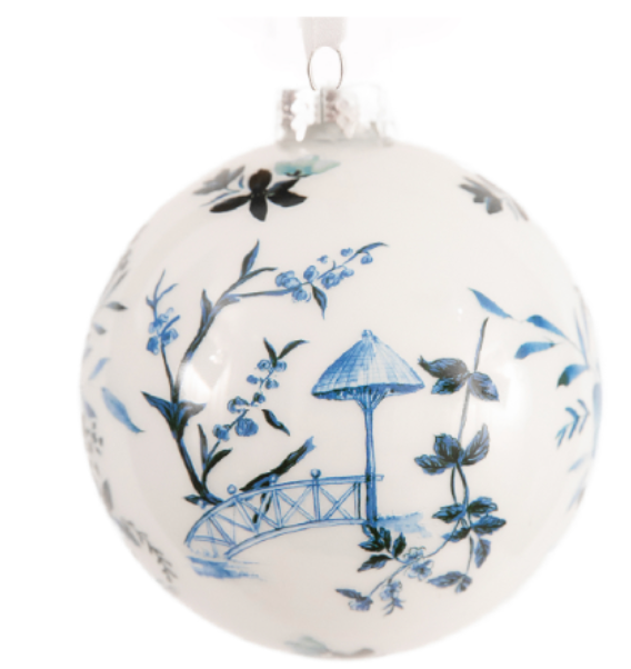 Stunning Chinoiserie with Bridge Blue 4&quot; Ball Ornament