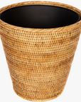 Rattan Round Tapered Waste Basket with Metal Liner