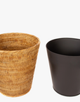 Rattan Round Tapered Waste Basket with Metal Liner