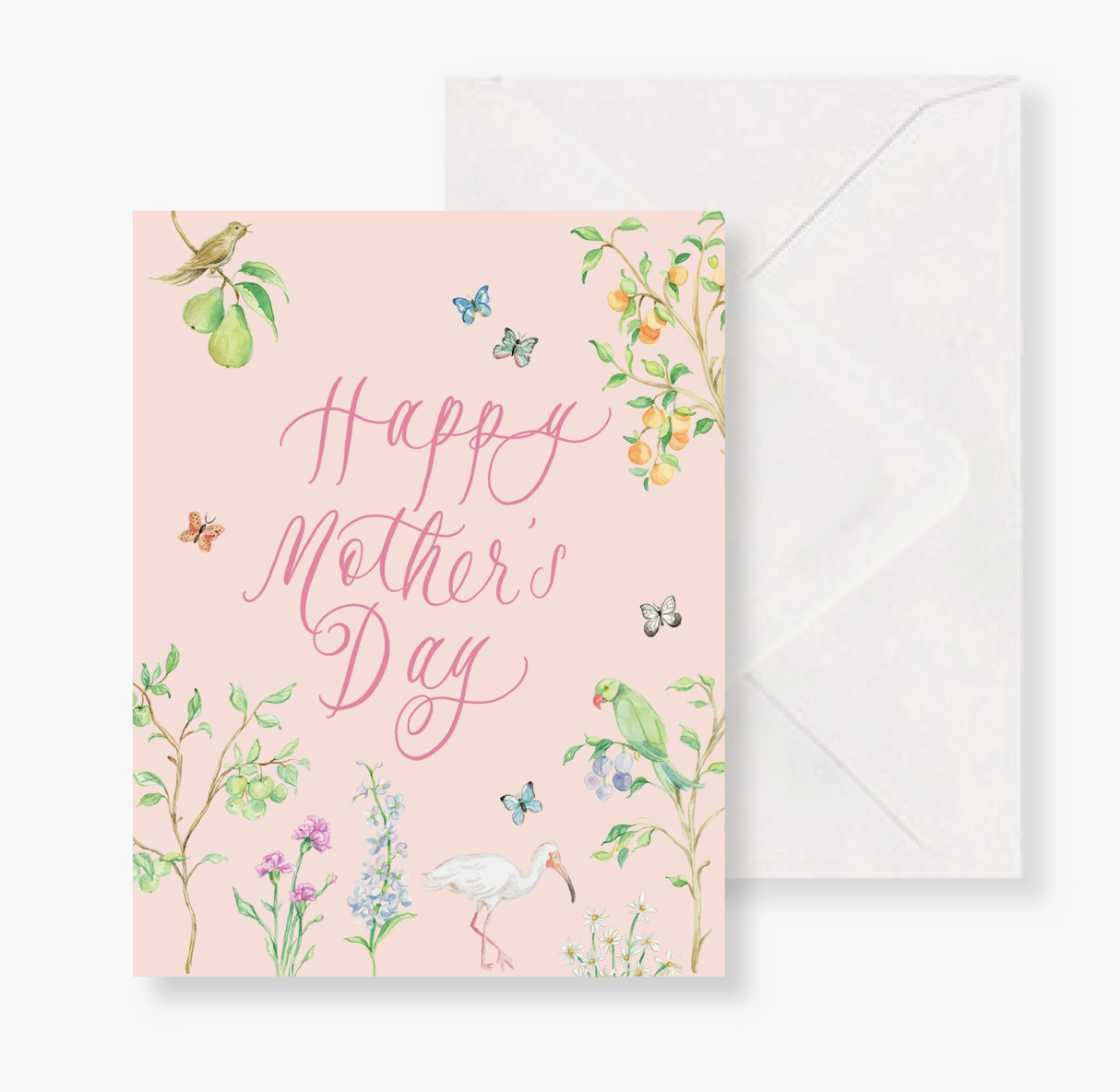 Pink Chinoiserie Happy Mother&#39;s Day Watercolor Greeting Card