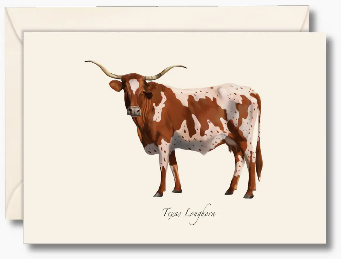 Texas Longhorn Notecards with Matching Envelopes - Set of 8