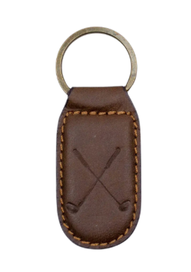 Golf Leather Embossed Keychain Dark Brown