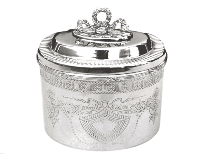 Fabulous Oval Keepsake Silver Etched Box