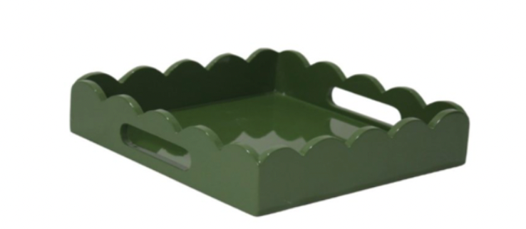 Moss Green High Gloss Scalloped Serving Tray