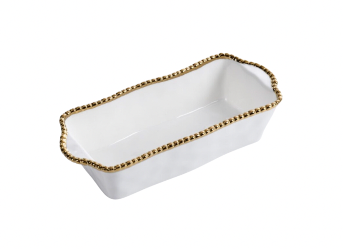 White and Gold Loaf Baking Dish