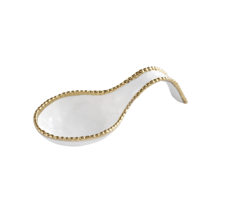 White and Gold Spoon Rest