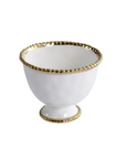 White and Gold Beaded Footed Bowl