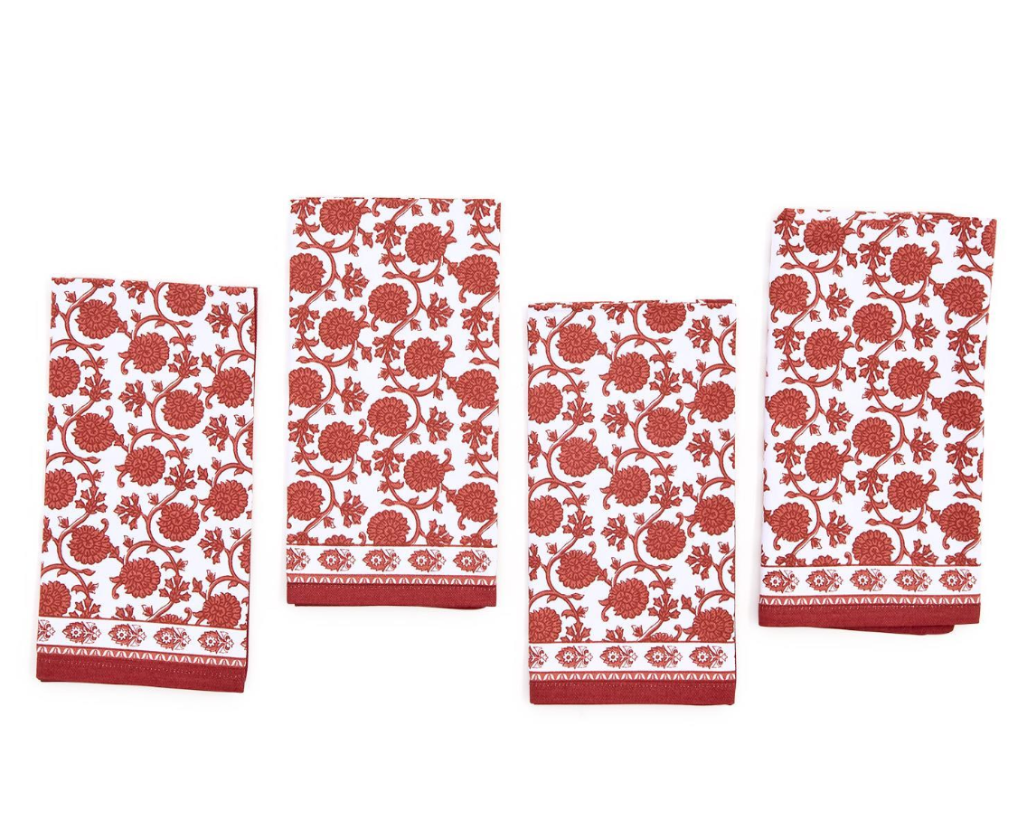 Botanica Block Print Design Cloth Napkins, Set of 4
