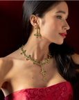 Monique Gem Double Drop Earrings - Malachite