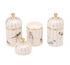 Set of decorative jars with birdcage design on a white background