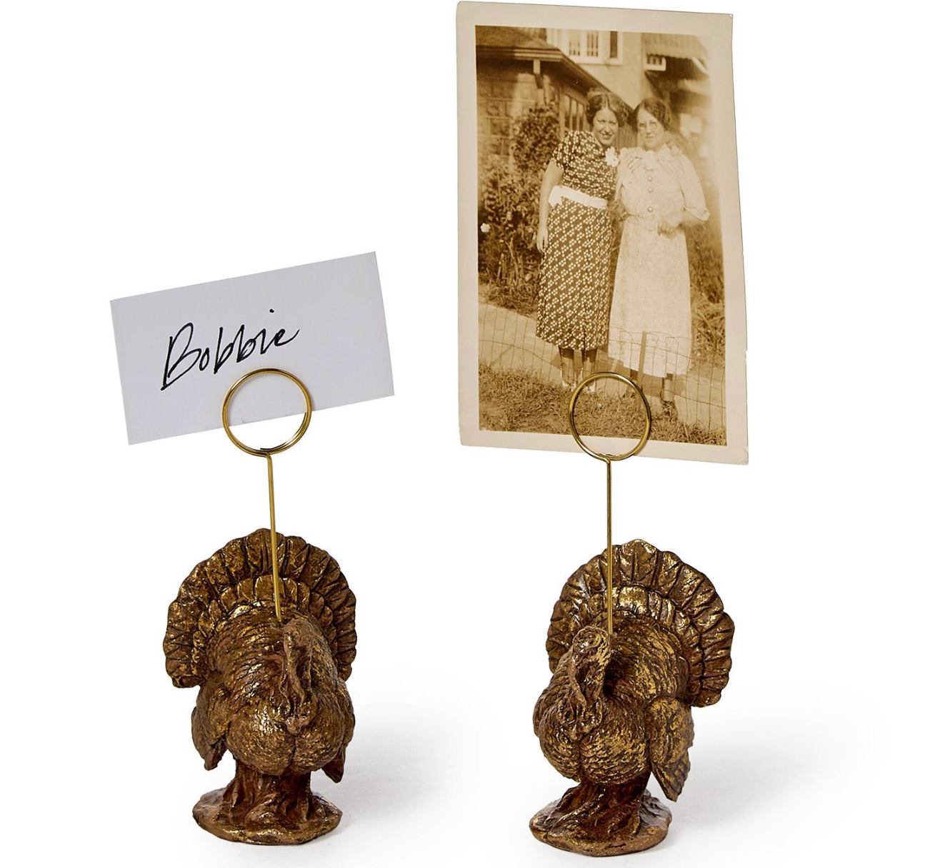 Golden Turkey Place Card Holder