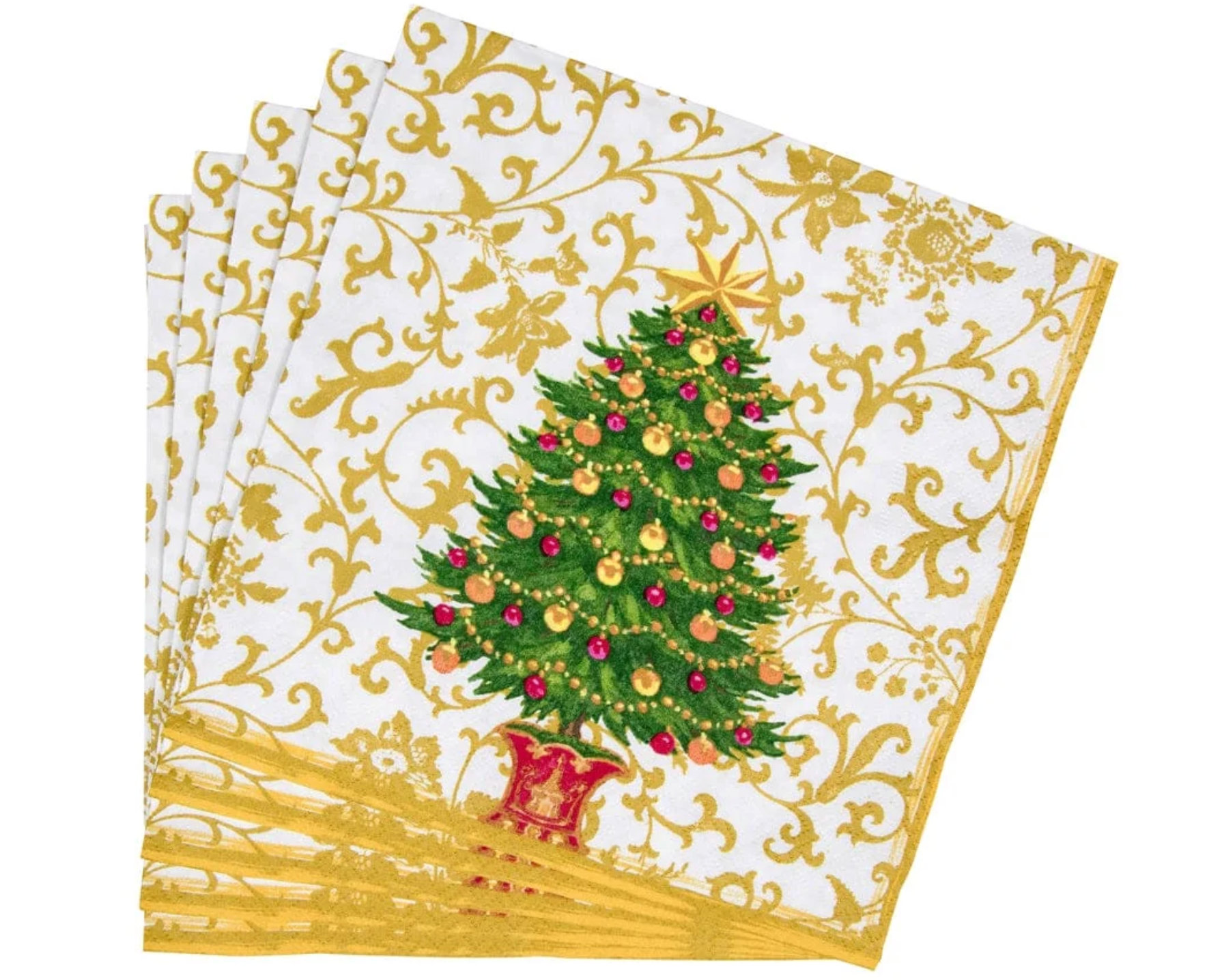 Gilded Christmas Tree Dinner Napkin