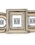Set of decorative silver photo frames on a white background