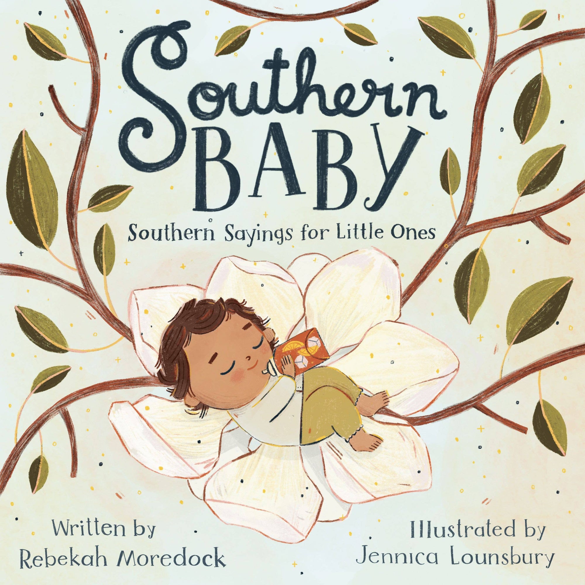 Book cover of 'Southern Baby' with a child illustration and floral elements.