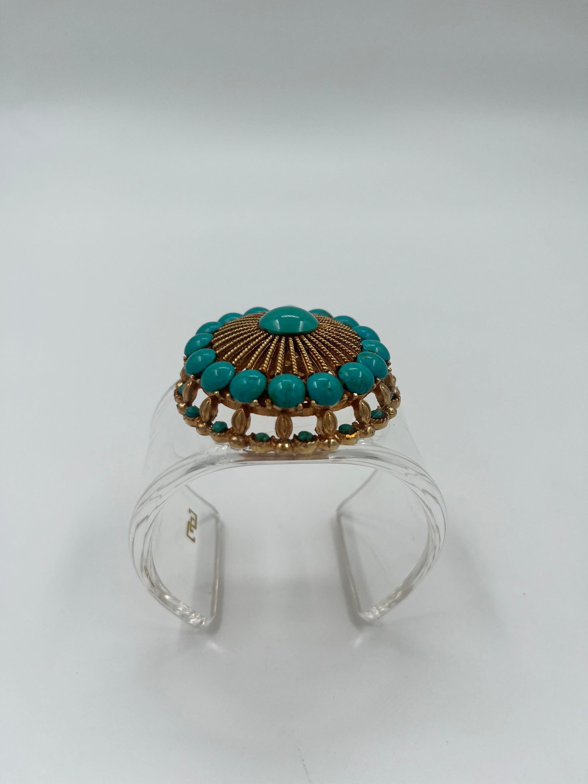 Acrylic Cuff with Vintage Turquoise Brooch