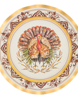 Decorative plate with a turkey design on a white background