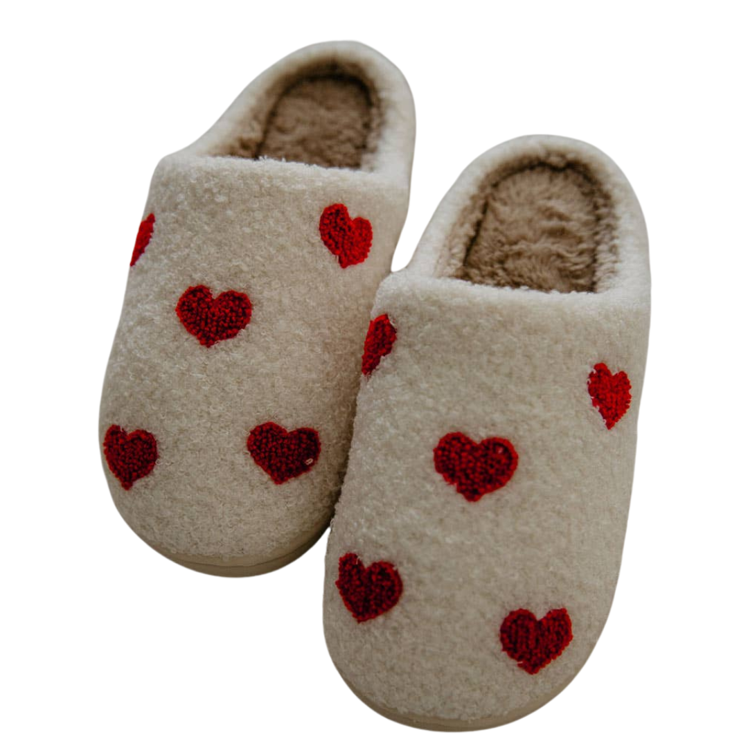 Hearts ALL OVER Valentine&#39;s Day Patterned Slippers: L/XL