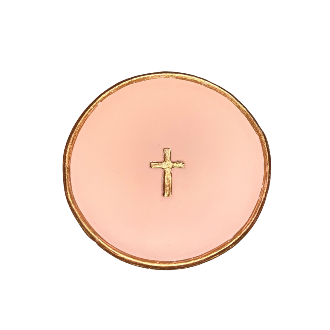 Blessing Bowl Peach with Cross