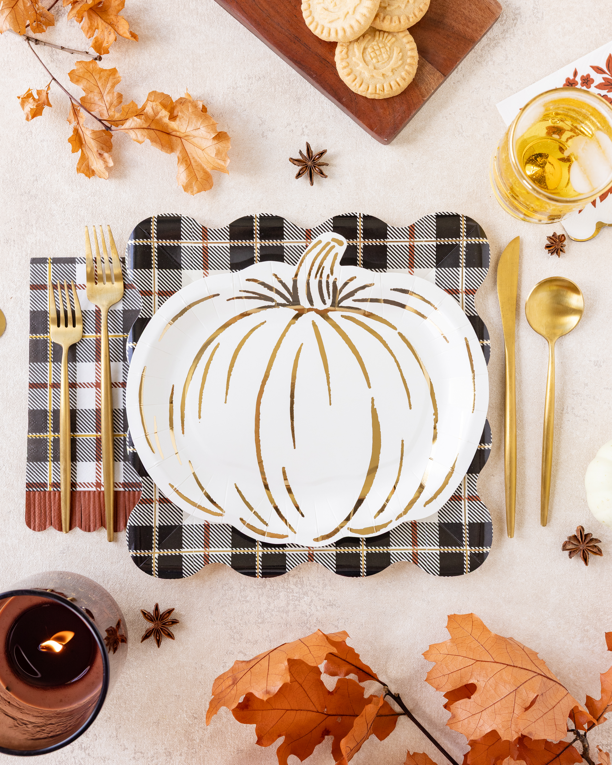 Black Fall Plaid Dinner Napkin