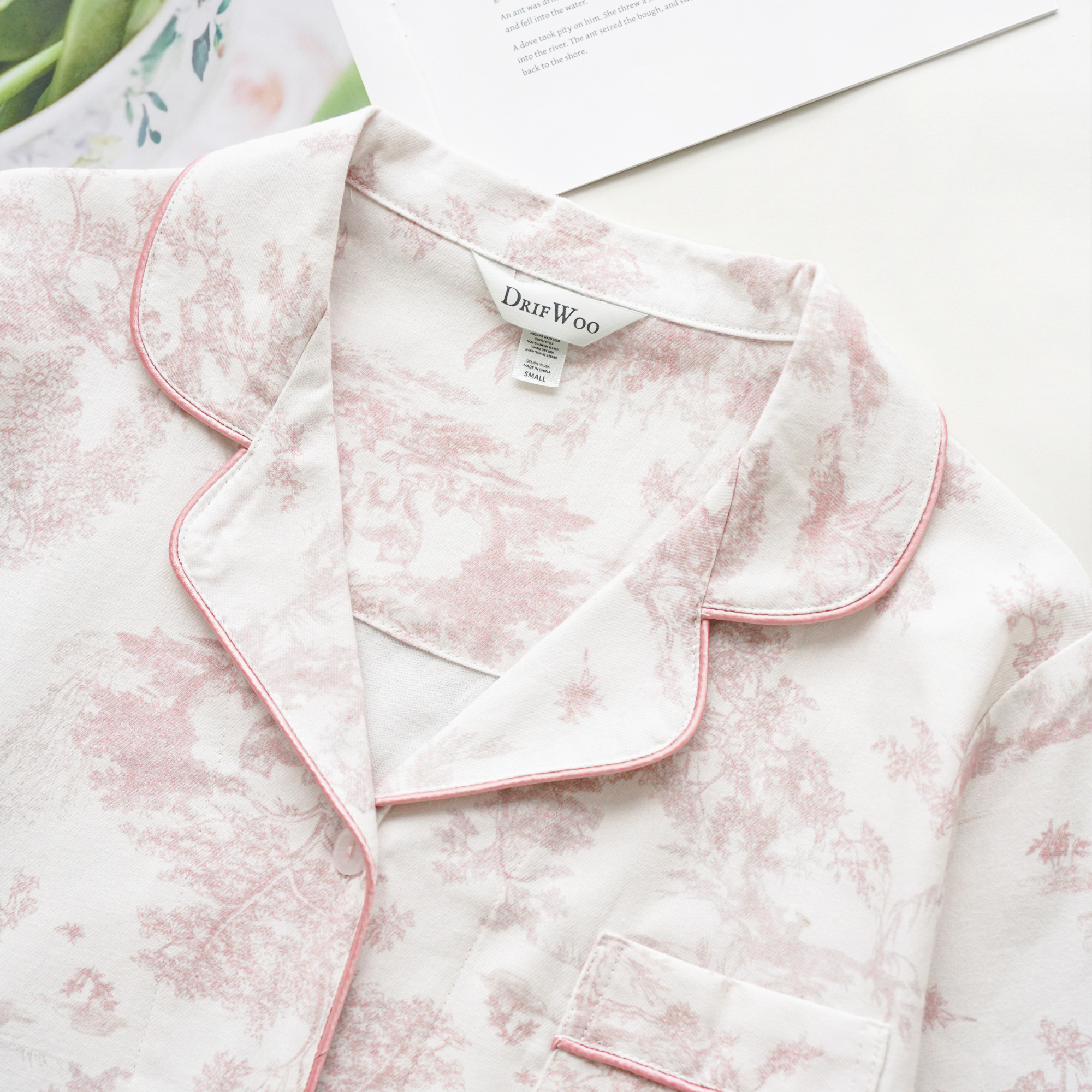 Soft Pink Toile Print Loungewear – Fall &amp; Winter Cozy : L