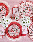 Pink Basketweave Dinner Paper Plates