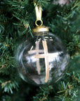 Cruix Glass Ball Ornament - Clear/Gold