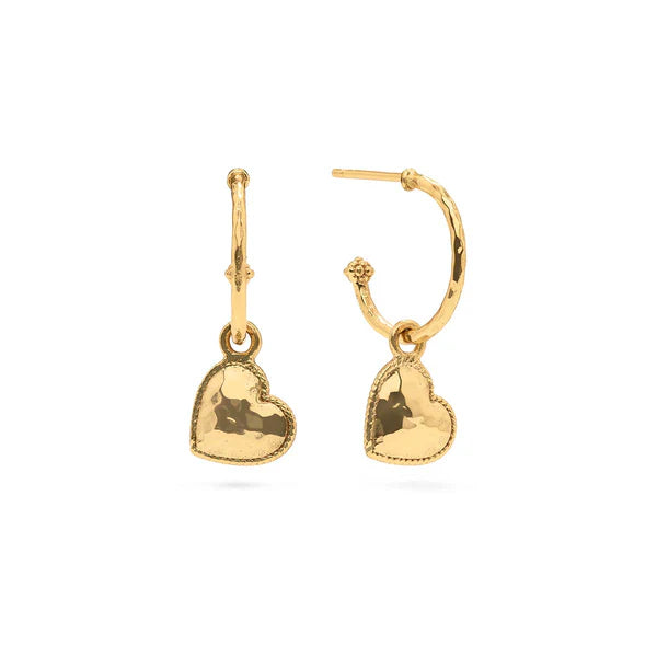 Love Hoop Earrings with Heart Charm