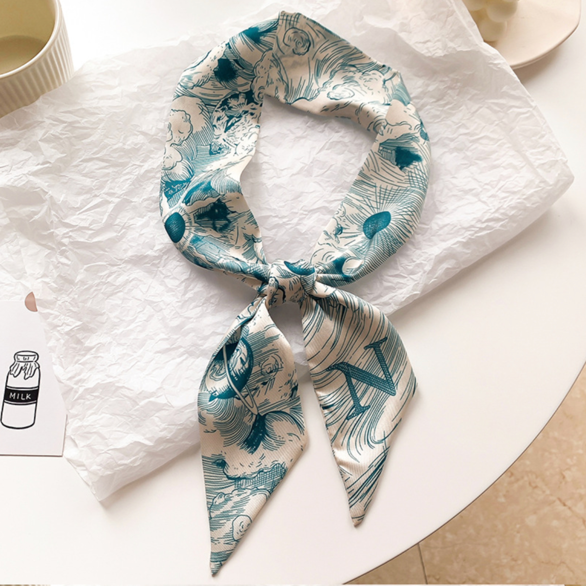 Initial Silk Scarf – Personalized Gift Accent for Her: K