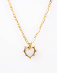 Alma Heart Necklace   White/Gold   16"