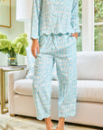 Scalloped Pajama Set Long - Blue Chintz