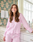 Scalloped Pajama Set Long - Light Pink Chintz