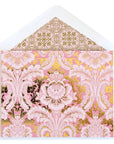 Pink Damask Folded Note Cards