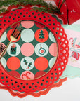 Red Basketweave Dinner Paper Plates