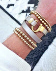 Horseshoe Leather Bracelet Wrap -Champagne