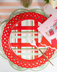 Red Basketweave Dinner Paper Plates