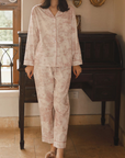 Soft Pink Toile Print Loungewear – Fall & Winter Cozy : L