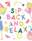 Funny Cocktail Napkins | Sip Back and Relax - Foil  - 20ct