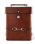 Premium Genuine Leather Double Wine Bottle Carrier / Tote with Bit Design