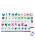 Set of colorful Mahjong tiles with a white border on a white background