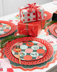 Red Basketweave Dinner Paper Plates