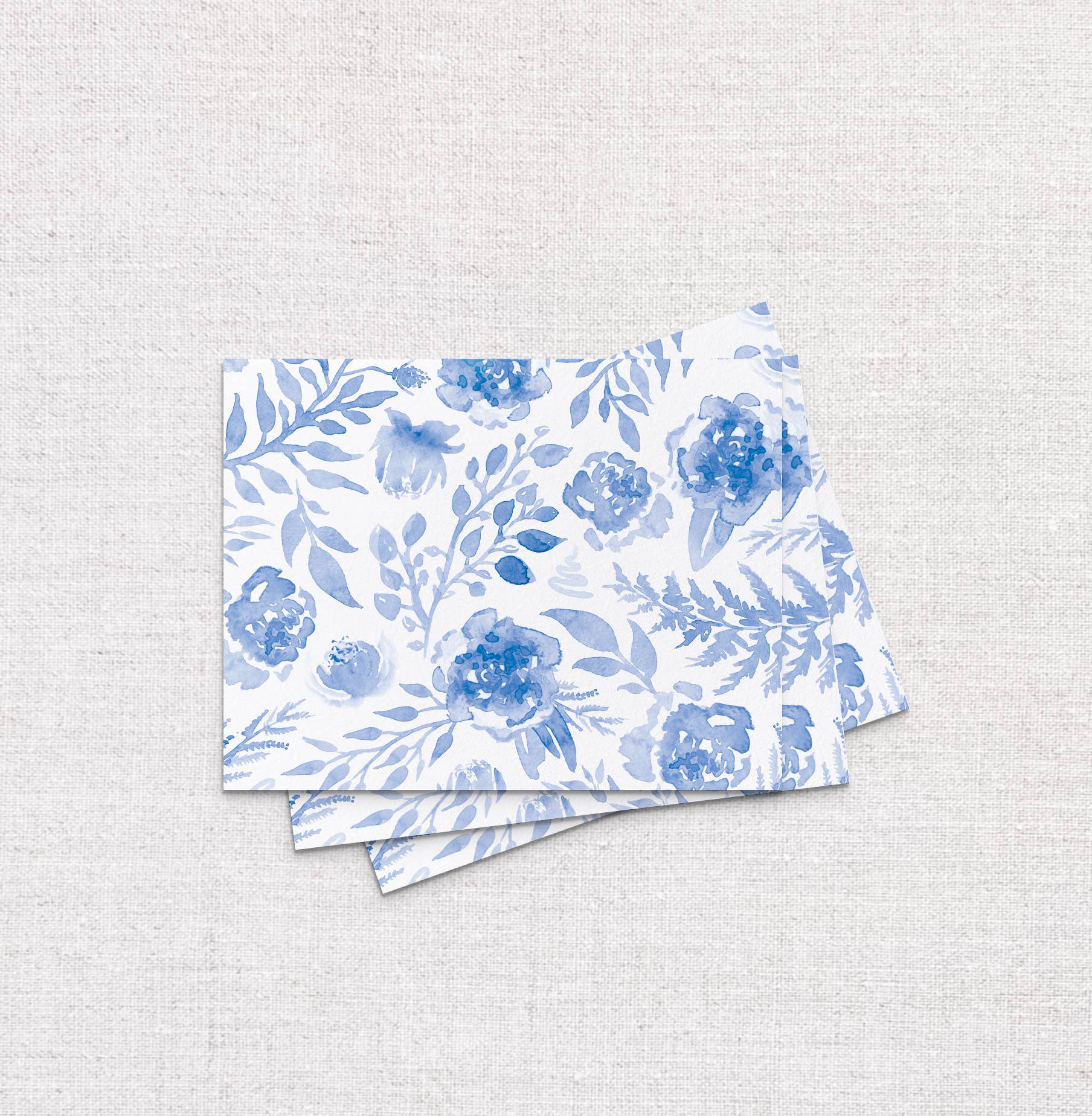Blue Floral Watercolor Notecards