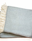 Blue And White Cotton Blend Woven Throw Blanket