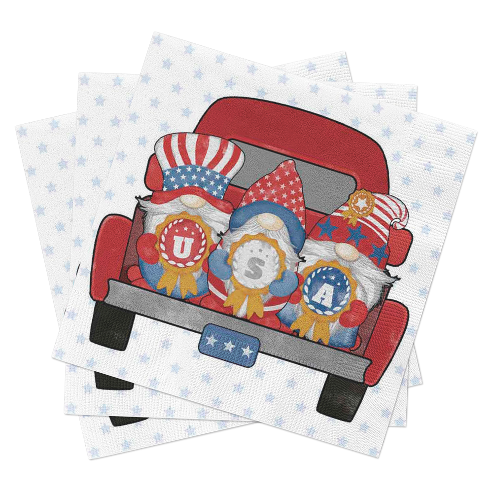 Gnome's Truck Cocktail Napkins - Patriotic Napkins
